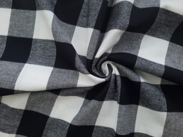 Japanese Designer Deadstock – Cotton Flannel - Buffalo Check - Black/White