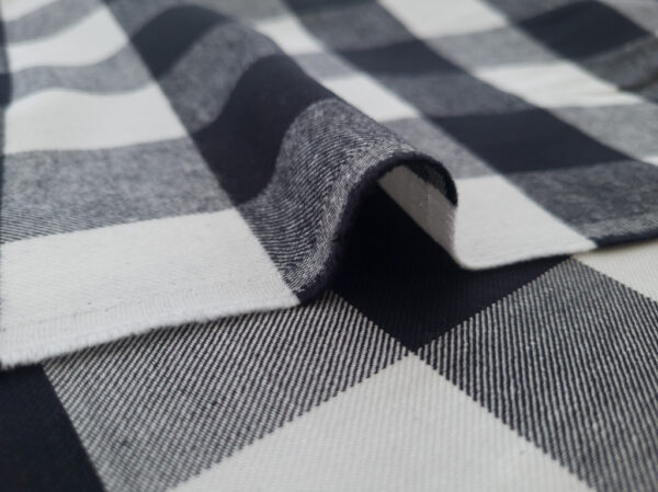 Japanese Designer Deadstock – Cotton Flannel - Buffalo Check - Black/White