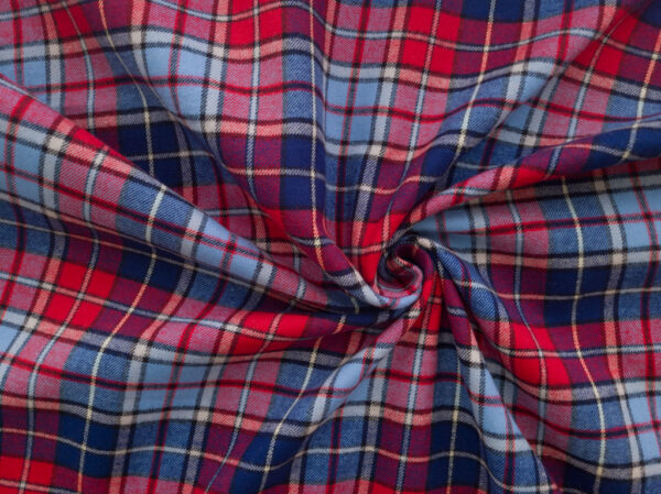 Japanese Designer Deadstock – Cotton Flannel - Plaid - Red/Sky Blue