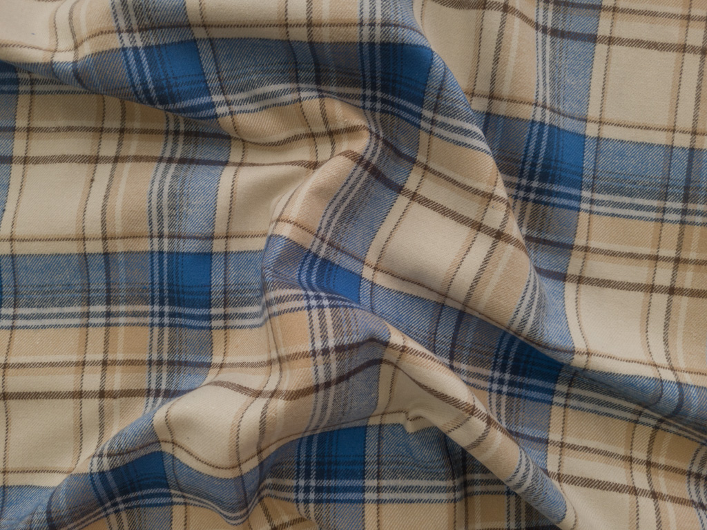 British Designer Deadstock - Yarn Dyed Linen - Tartan Plaid - Blue/Red -  Stonemountain & Daughter Fabrics