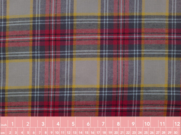 Japanese Designer Deadstock – Cotton Flannel - Plaid - Grey/Red