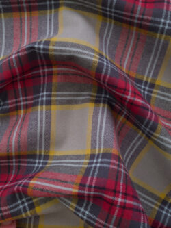 Japanese Designer Deadstock – Cotton Flannel - Plaid - Grey/Red
