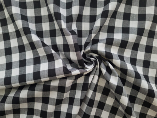 Japanese Designer Deadstock - Yarn Dyed Cotton Shirting - Gingham - Black/White