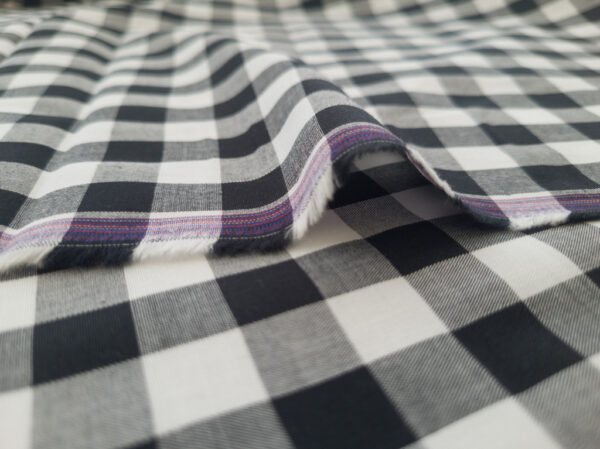 Japanese Designer Deadstock - Yarn Dyed Cotton Shirting - Gingham - Black/White