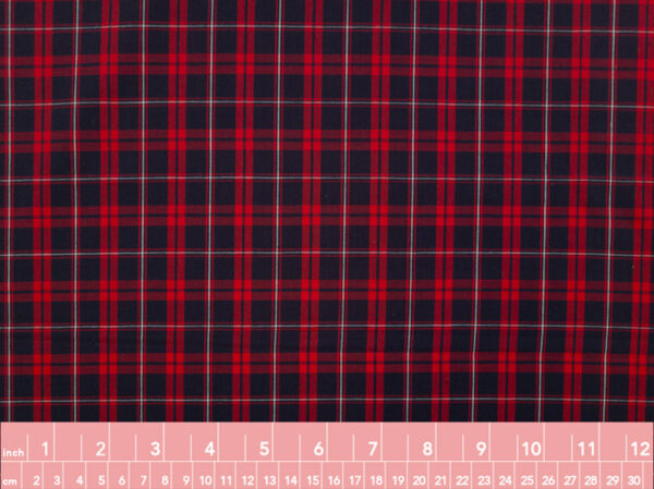 Japanese Designer Deadstock - Yarn Dyed Cotton Shirting - Small Plaid - Navy/Red