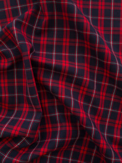 Japanese Designer Deadstock – Cotton Flannel - Plaid - Red/Sky Blue