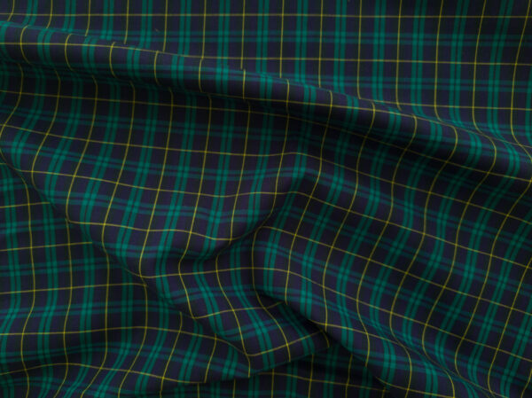 Japanese Designer Deadstock - Yarn Dyed Cotton Shirting - Small Plaid - Forest/Navy