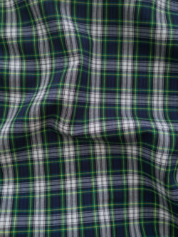 Japanese Designer Deadstock - Yarn Dyed Cotton Shirting - Small Plaid - Navy/Green/White