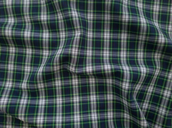 Japanese Designer Deadstock - Yarn Dyed Cotton Shirting - Small Plaid - Navy/Green/White