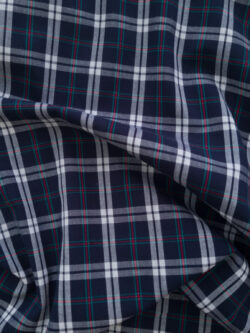 Japanese Designer Deadstock - Yarn Dyed Cotton Shirting - Small Plaid - Navy/White