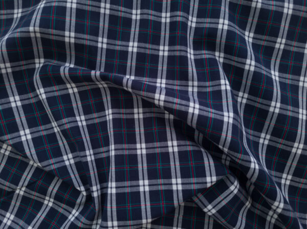 Japanese Designer Deadstock - Yarn Dyed Cotton Shirting - Small Plaid - Navy/White