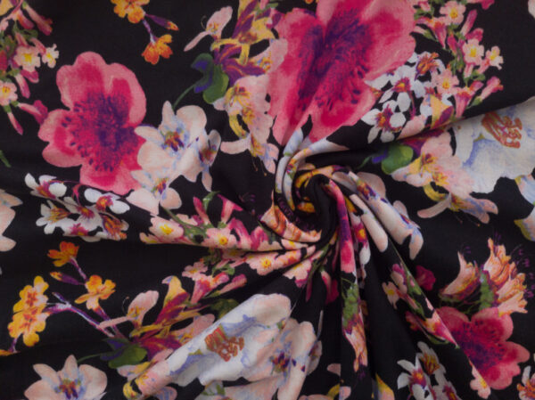 Designer Deadstock - Cotton/Spandex Jersey Knit - Floral - Black