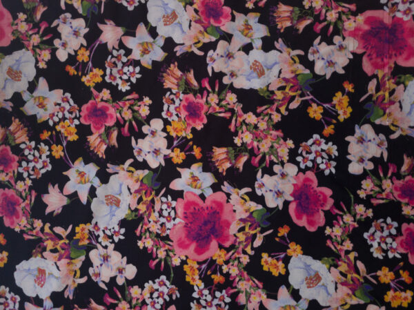 Designer Deadstock - Cotton/Spandex Jersey Knit - Floral - Black