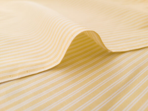 British Designer Deadstock – Yarn Dyed Cotton Shirting - Small Stripes - Lemon