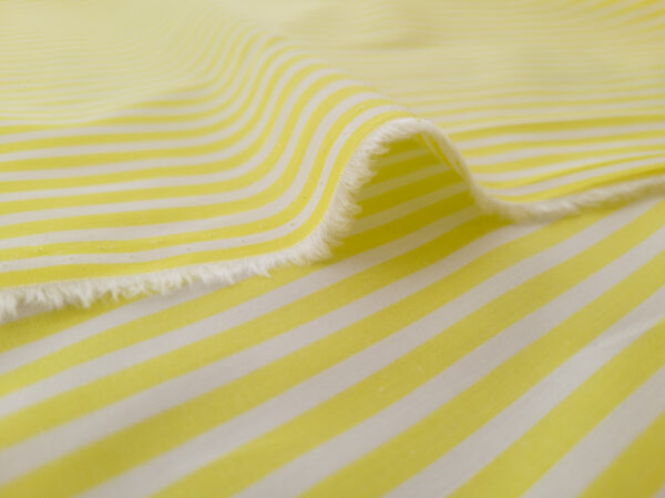 British Designer Deadstock – Yarn Dyed Cotton Shirting - Stripes - Chartreuse