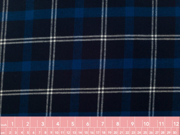 Japanese Designer Deadstock – Cotton Flannel - Plaid - Nautical Blue