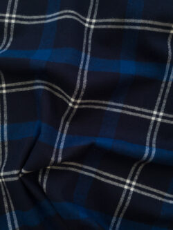 Japanese Designer Deadstock – Cotton Flannel - Plaid - Nautical Blue