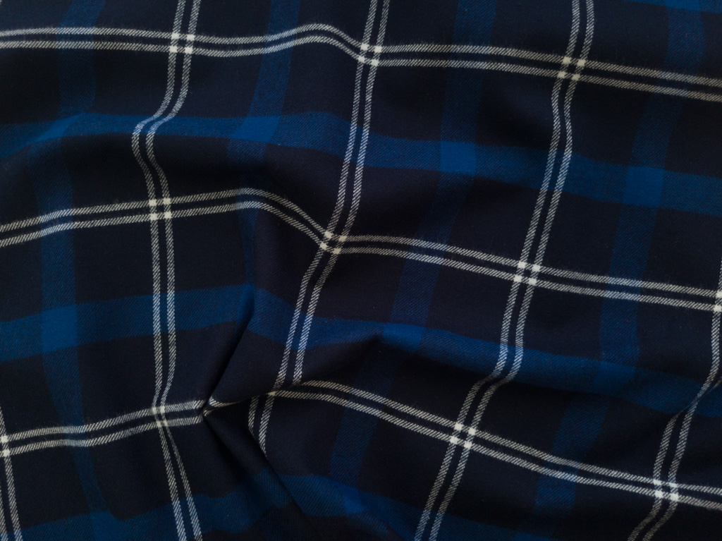 Japanese Designer Deadstock – Cotton Flannel - Plaid - Red/Sky Blue
