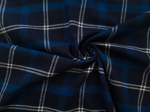 Japanese Designer Deadstock – Cotton Flannel - Plaid - Nautical Blue