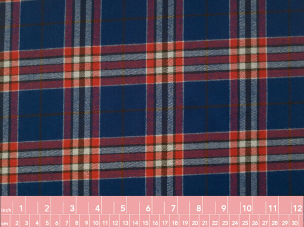 Japanese Designer Deadstock – Cotton Flannel - Plaid - Red/Denim