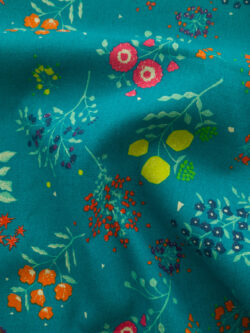 Japanese Linen/Cotton Canvas – Tiny Floral - Teal