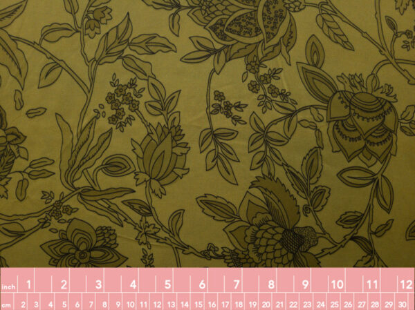 Rayon/Viscose – Floral Outline - Olive