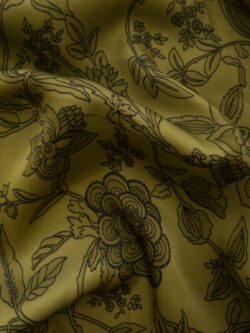 Rayon/Viscose – Floral Outline - Olive