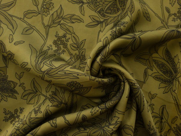 Rayon/Viscose – Floral Outline - Olive