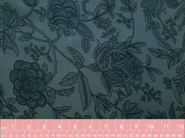 Rayon/Viscose – Floral Outline - Steel