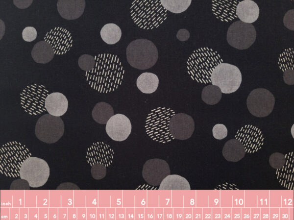 Japanese Cotton/Linen Canvas - Dashes and Dots - Black/Grey