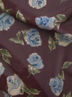 British Designer Deadstock - Silk Chiffon - Classic Rose - Maroon