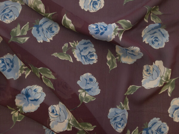 British Designer Deadstock - Silk Chiffon - Classic Rose - Maroon