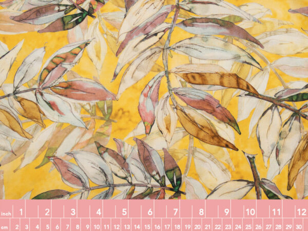 Rayon Poplin Print – Watercolor Botanicals - Yellow