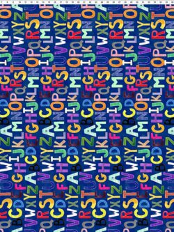 Quilting Cotton - ABC's of Color - Alphabet - Navy