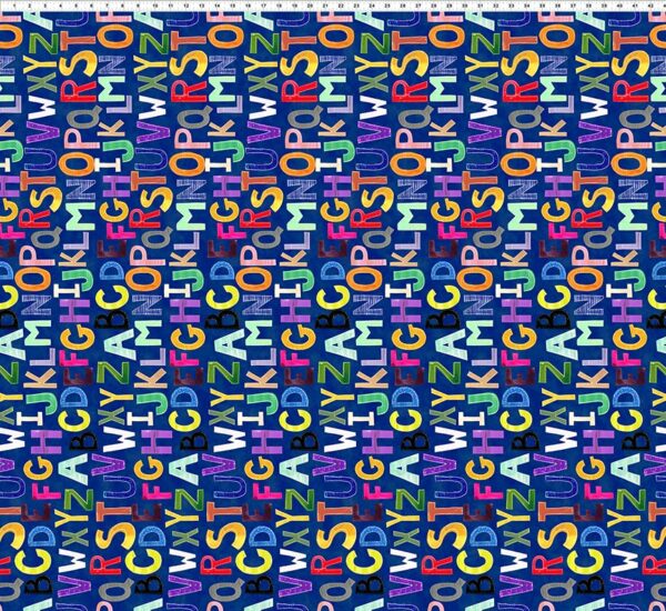 Quilting Cotton - ABC's of Color - Alphabet - Navy