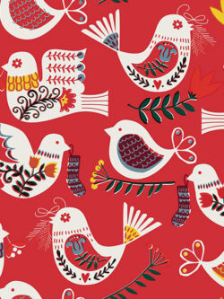 Quilting Cotton - Alexander Henry - Winter Partridge - Red