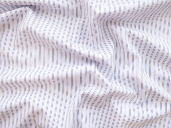 European Designer Deadstock - Cotton Shirting - White/Blue Stripe