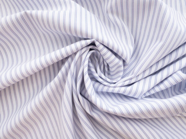 European Designer Deadstock - Cotton Shirting - White/Blue Stripe