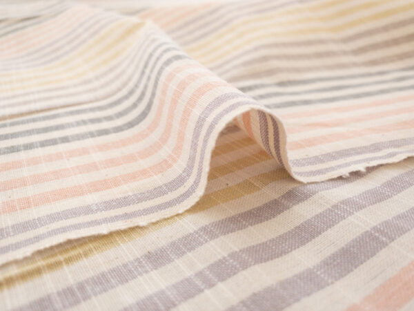 Textured Yarn Dyed Cotton - Cabana Stripes - Swiss Cream
