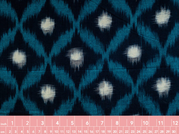 Handwoven Cotton Ikat - Diamonds - Navy/Turquoise
