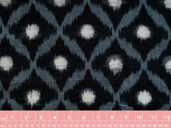 Handwoven Cotton Ikat - Diamonds - Black/Grey
