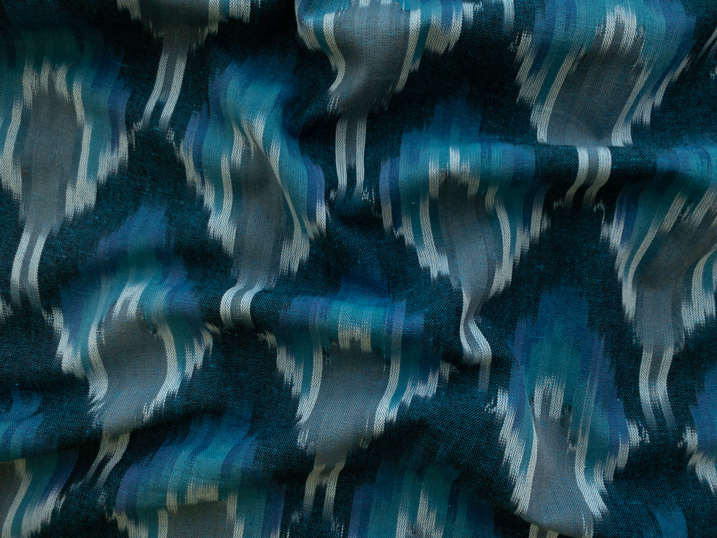 Handwoven Cotton Ikat - Kites- Navy/Teal