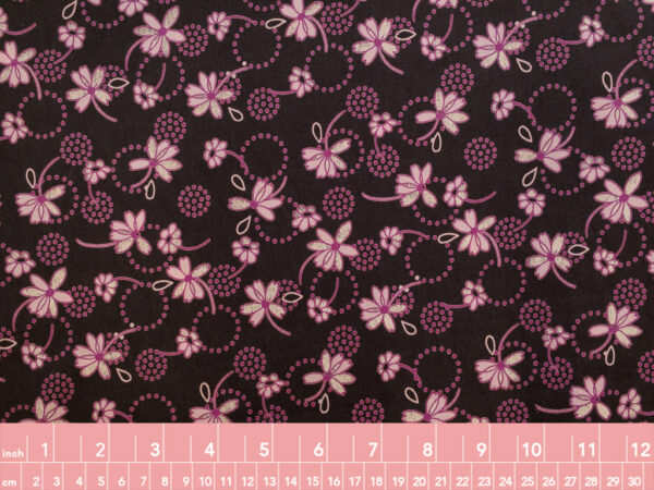 British Designer Deadstock - Cotton Poplin - Funky Floral - Pink/Brown