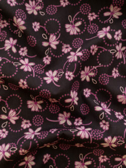 British Designer Deadstock - Cotton Poplin - Funky Floral - Pink/Brown