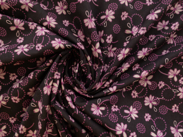 British Designer Deadstock - Cotton Poplin - Funky Floral - Pink/Brown