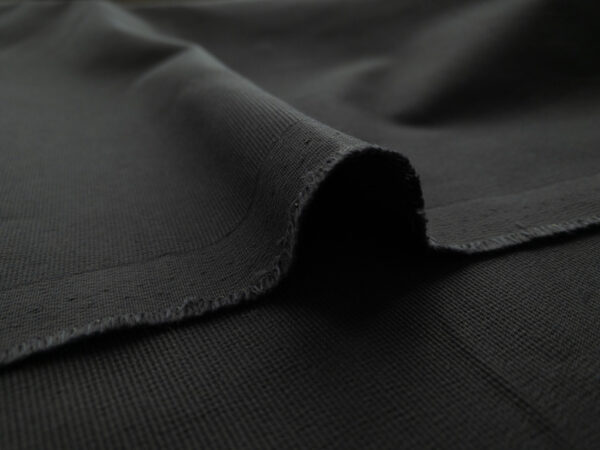 Japanese Designer Deadstock – Ribbed Cotton Stretch Canvas – Charcoal