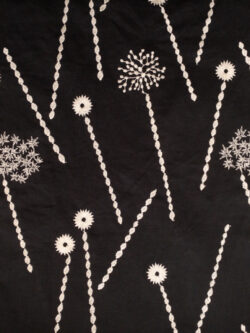 Japanese Embroidered Cotton/Linen - Flower Stems - Black