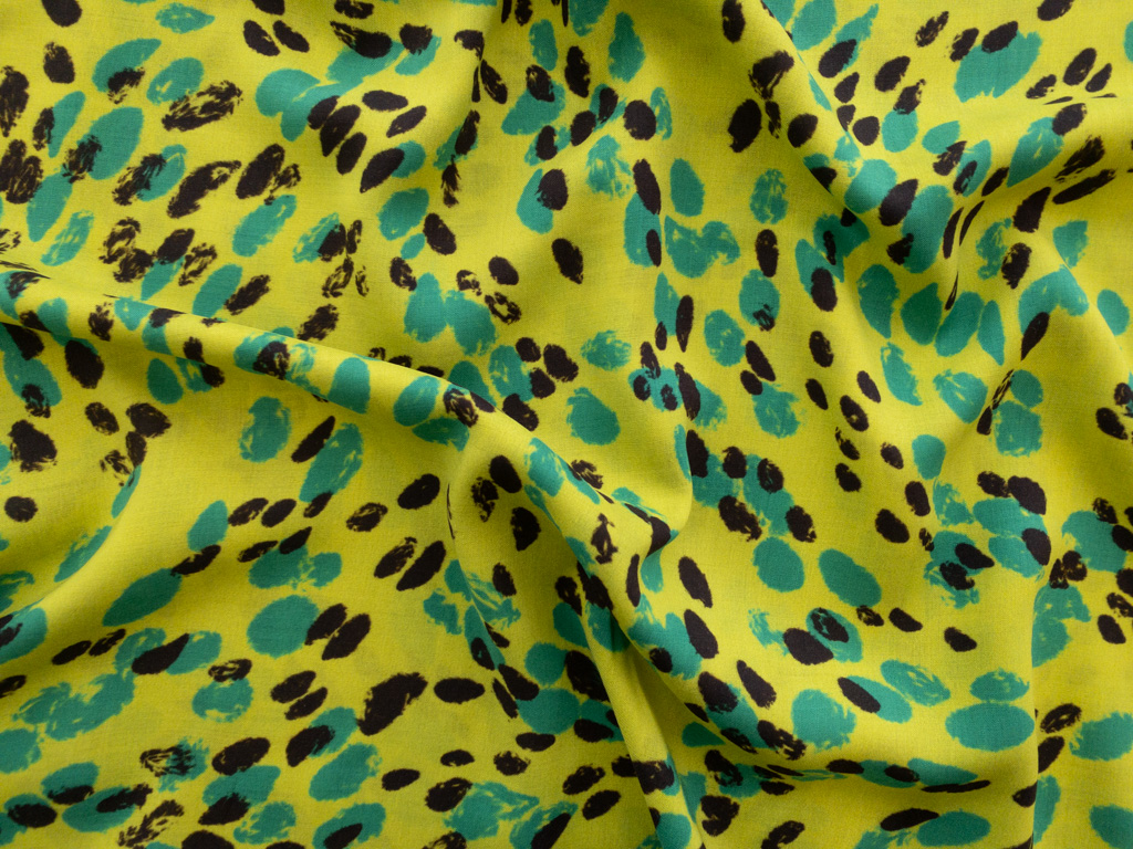 Lady McElroy - Viscose Challis - Painted Pawprints - Lime