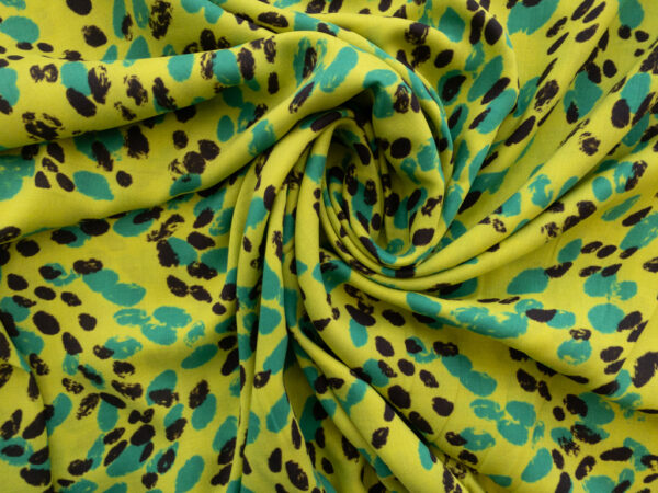 Lady McElroy - Viscose Challis - Painted Pawprints - Lime