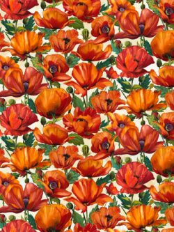 Quilting Cotton – Charisma - Packed Poppies - Cream Multi